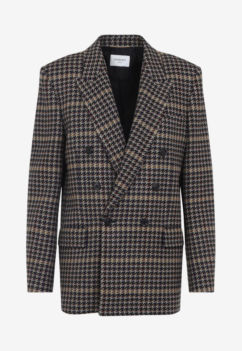 Houndstooth Double-Breasted Blazer