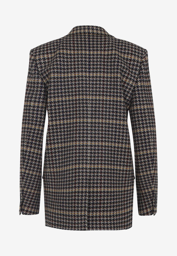 Houndstooth Double-Breasted Blazer