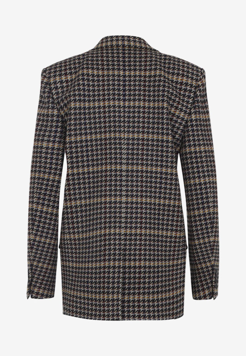 Houndstooth Double-Breasted Blazer