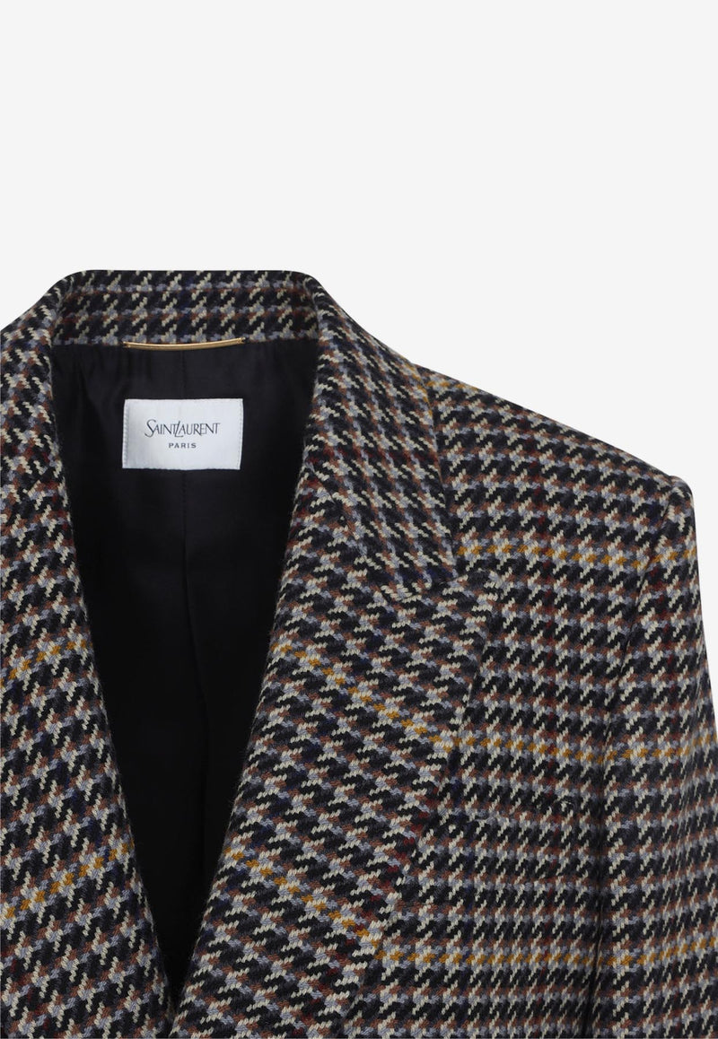 Houndstooth Double-Breasted Blazer