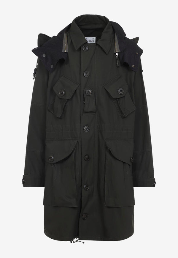 Buttoned Hooded Coat
