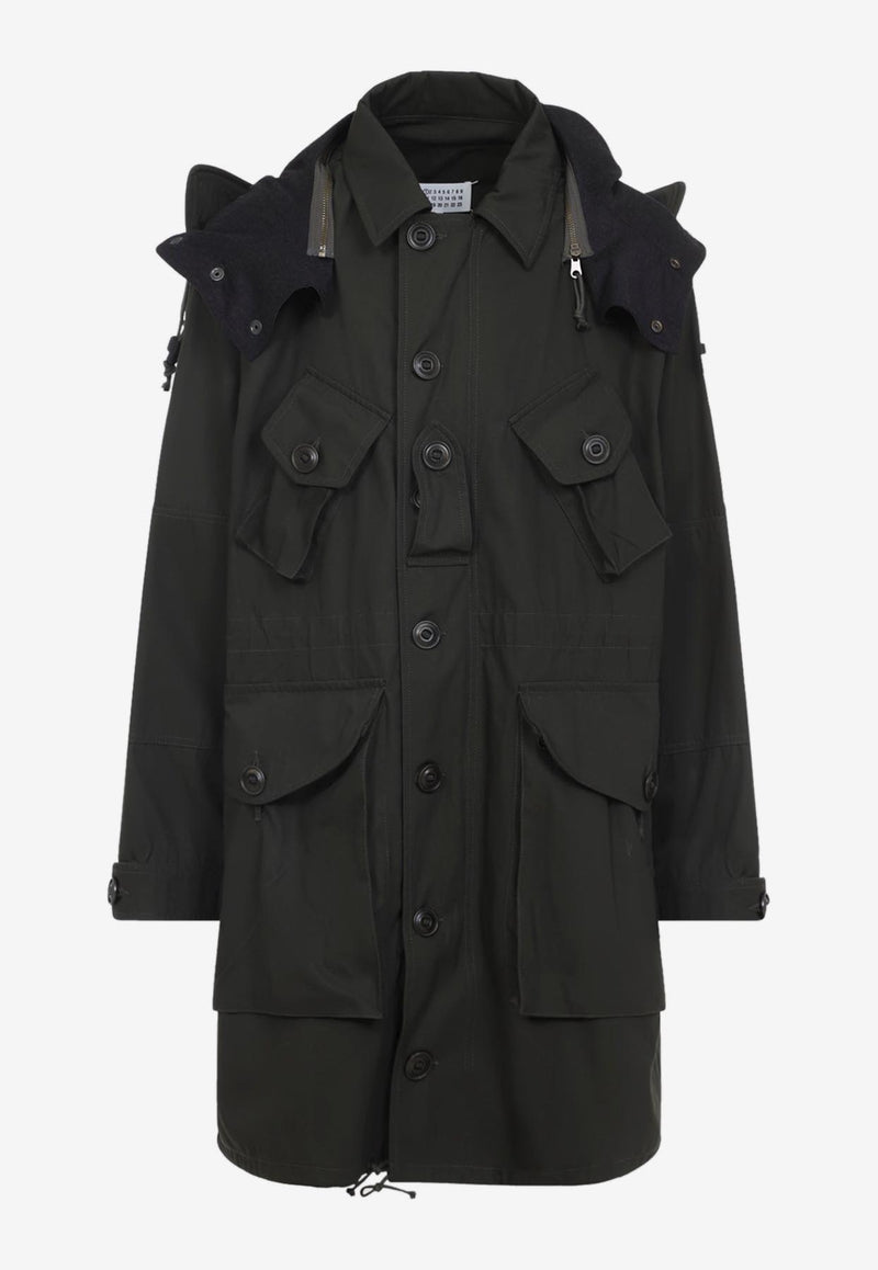 Buttoned Hooded Coat