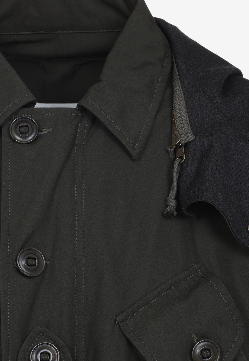 Buttoned Hooded Coat