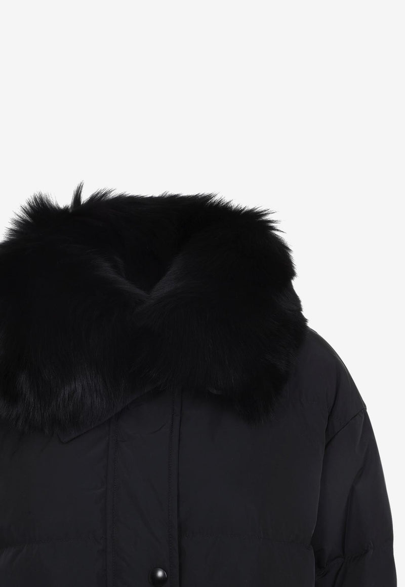 Mink-Collar Down Jacket