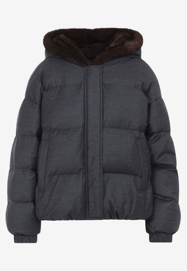 Mink-Trim Down Jacket