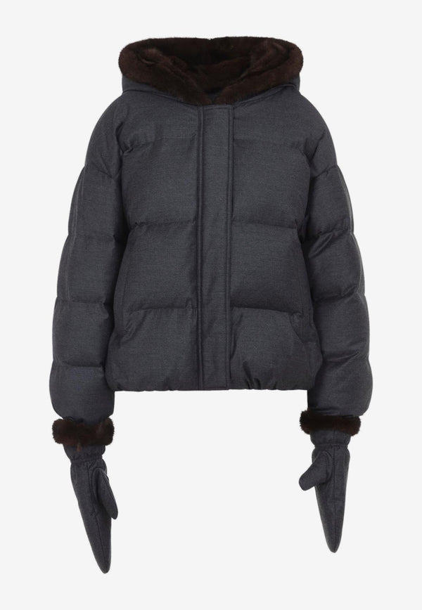 Mink-Trim Down Jacket