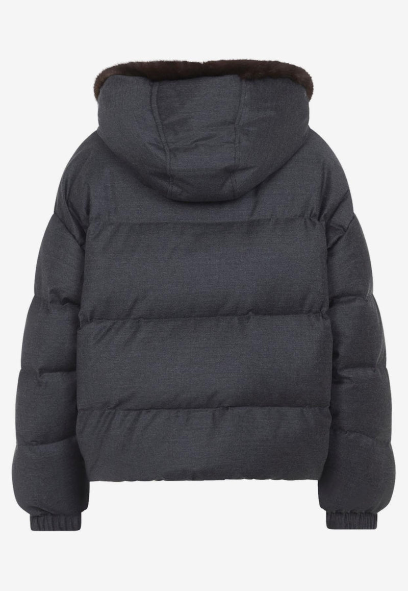 Mink-Trim Down Jacket