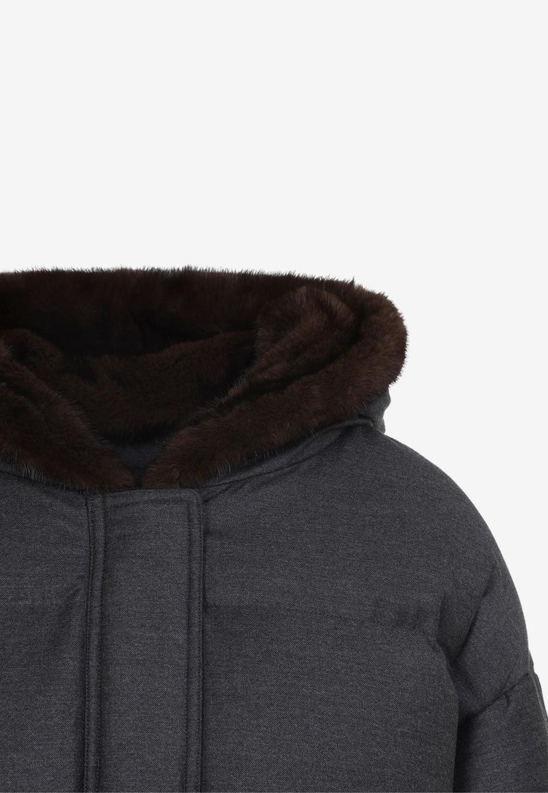 Mink-Trim Down Jacket