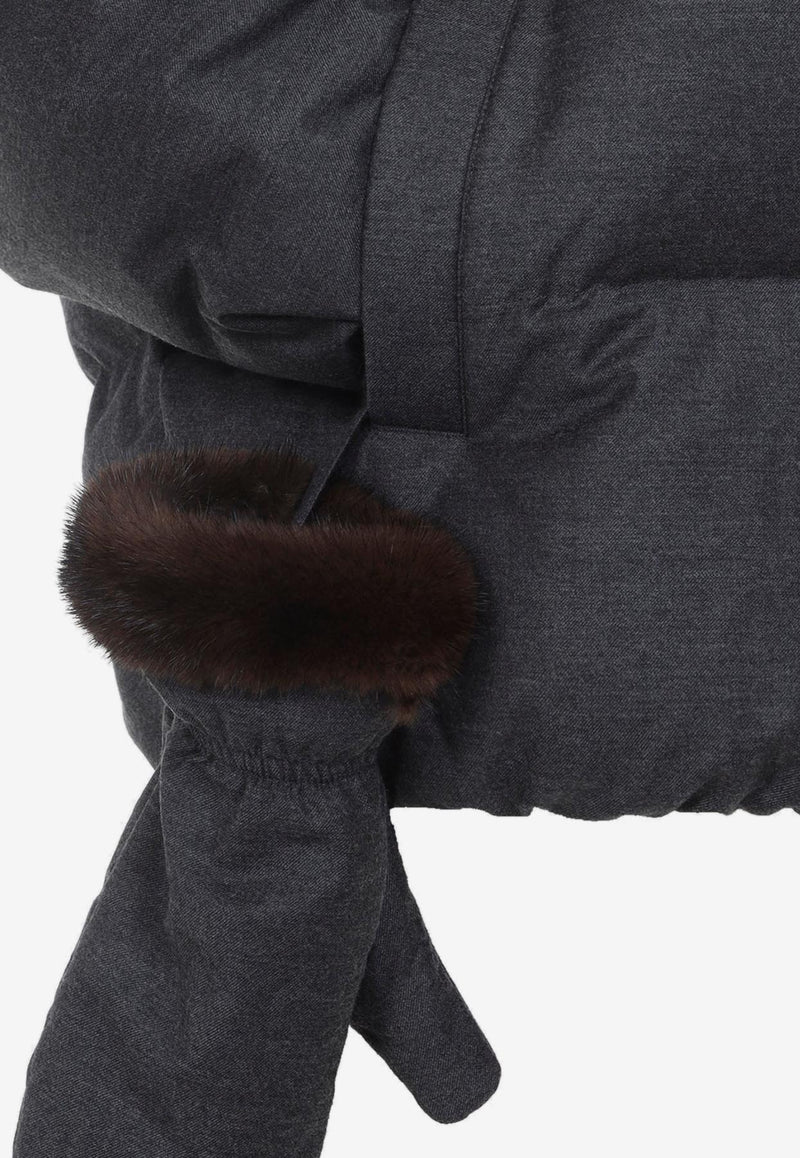 Mink-Trim Down Jacket