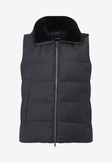 Mink-Collar Wool Vest