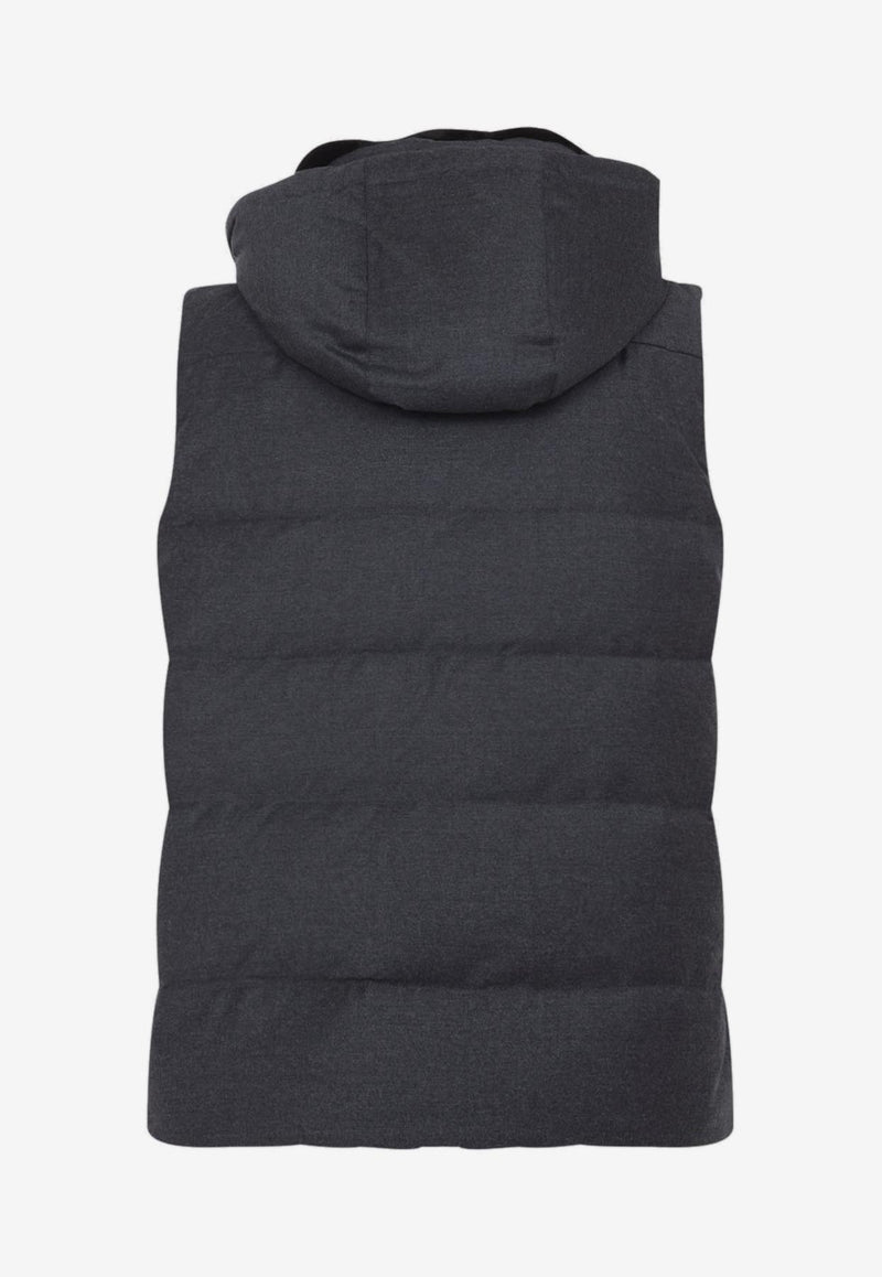 Mink-Collar Wool Vest