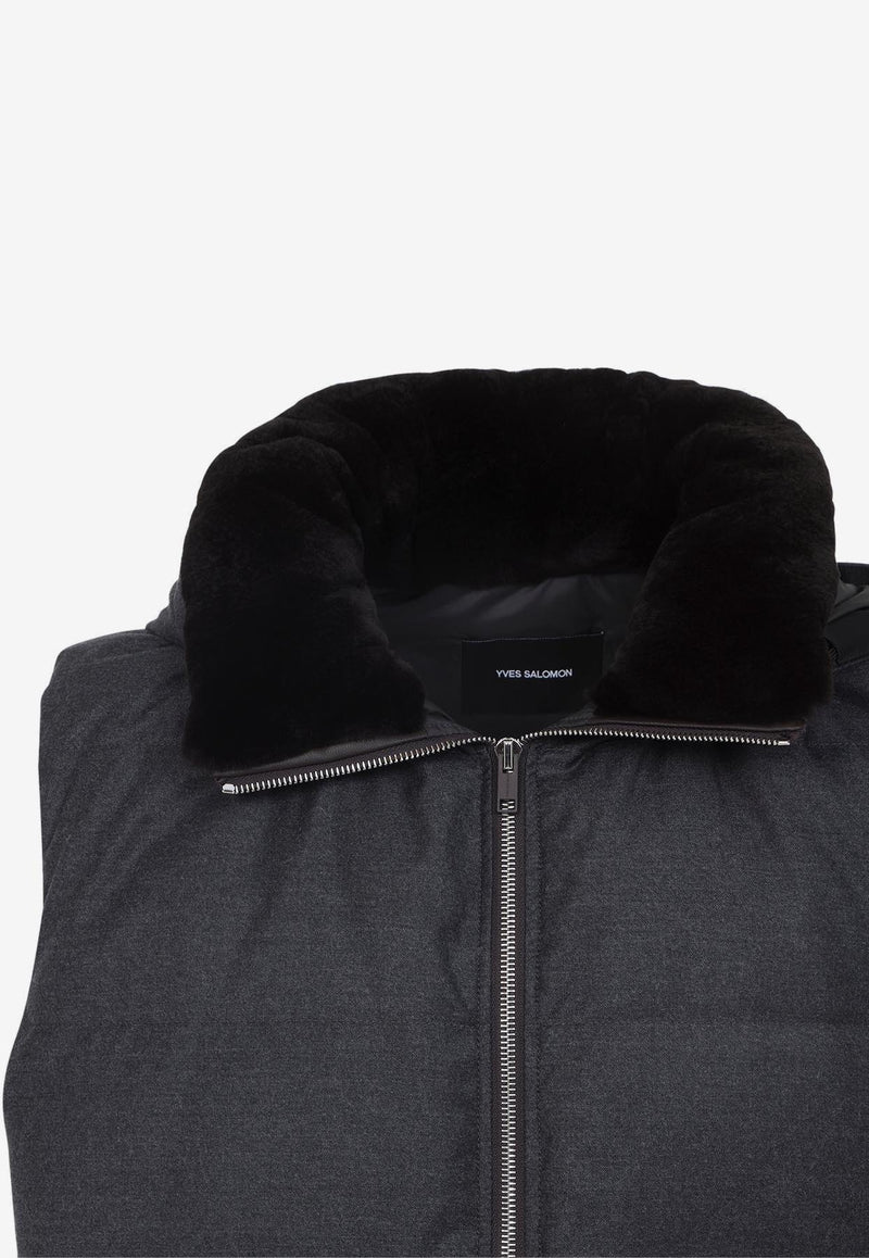 Mink-Collar Wool Vest