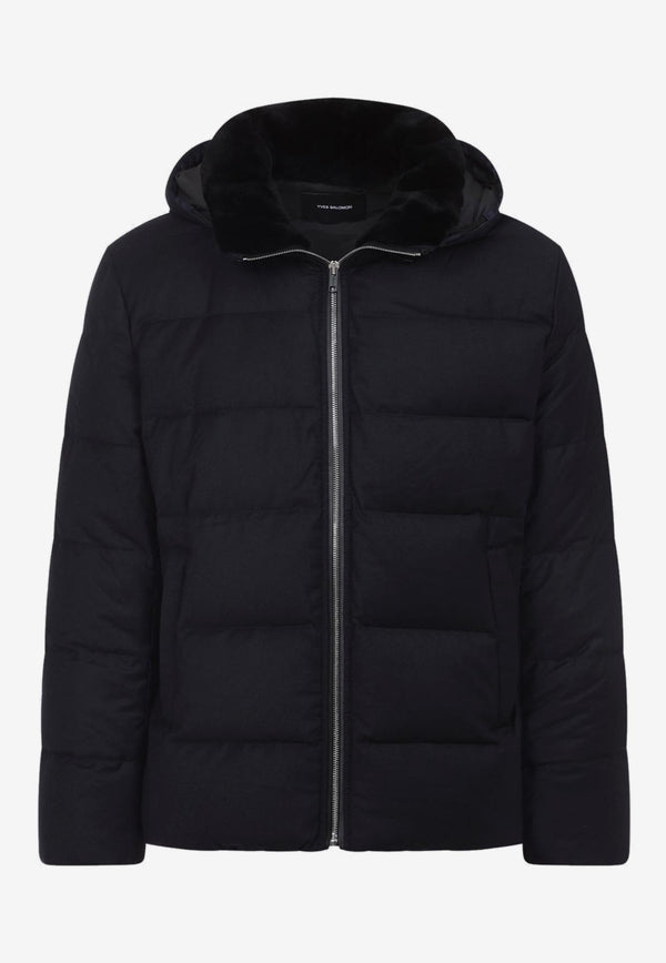 Mink-Collar Zip-Up Jacket