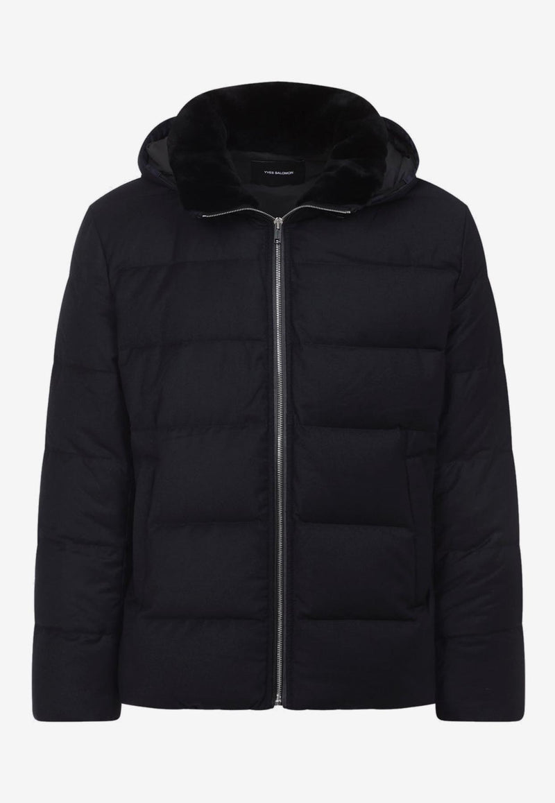 Mink-Collar Zip-Up Jacket