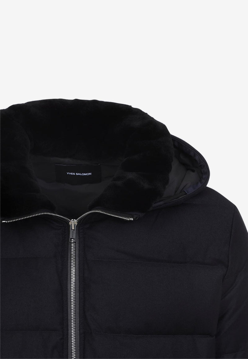 Mink-Collar Zip-Up Jacket