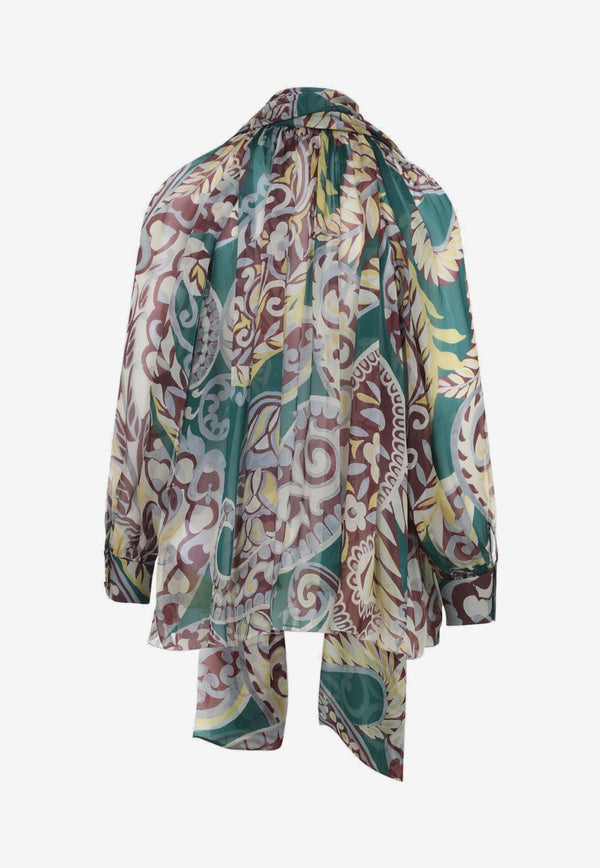 Printed Ruched Blouse