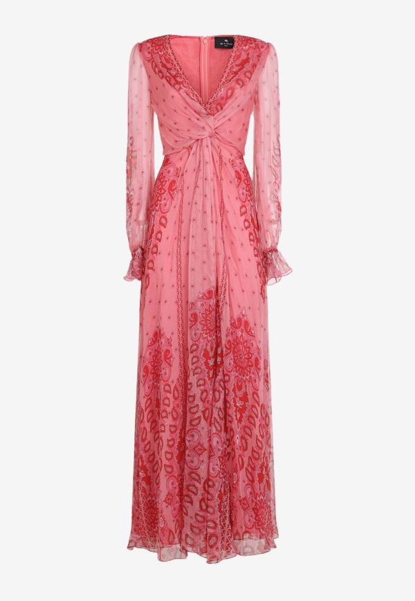 V-neck Silk Maxi Dress