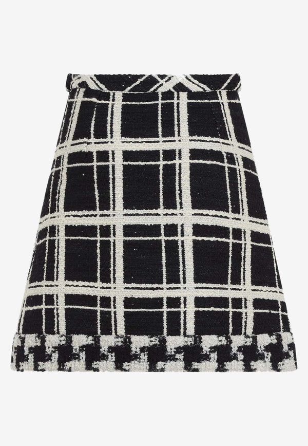 Macro Check Tweed Mini Skirt