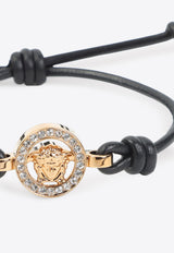 Medusa 95 Crystal Embellished Leather Bracelet