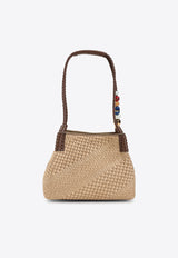 Small Libra Raffia Shoulder Bag