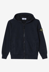 Stone Island Junior Boys Compass Patch Zip-Up Hoodie Blue 166100004-BS0040/S_STONE-V0020