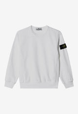 Stone Island Junior Boys Compass Patch Crewneck Sweatshirt  White 166100005-BS0040/S_STONE-V0001