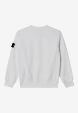 Stone Island Junior Boys Compass Patch Crewneck Sweatshirt  White 166100005-BS0040/S_STONE-V0001