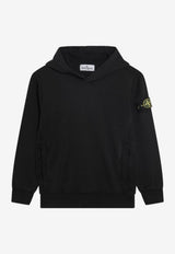 Stone Island Kids Boys Compass Patch Hoodie Black 166100014-BS0040/S_STONE-V0029