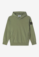 Stone Island Kids Boys Compass Patch Hoodie Green 166100014-BS0040/S_STONE-V0058