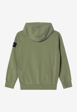 Stone Island Kids Boys Compass Patch Hoodie Green 166100014-BS0040/S_STONE-V0058