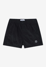 Stone Island Kids Boys Compass Patch Swim Shorts Blue 16B100002-CS0043/S_STONE-V0020
