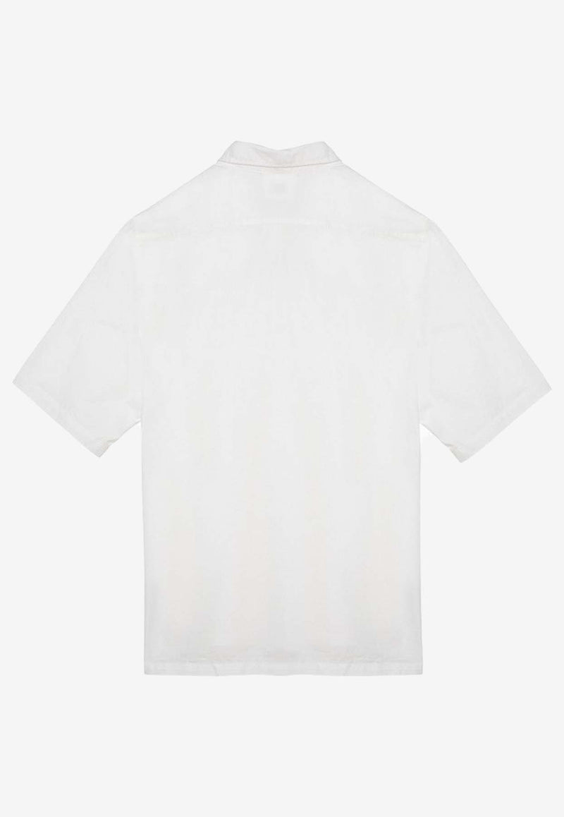 C.P. Company Logo Embroidered Short-Sleeved Shirt White 16CMSH208A005328G/O_CPCOM-103