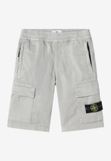 Stone Island Kids Boys Compass Patch Cargo Shorts Gray 16L100004-BS0012/S_STONE-V0061