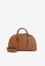 Leather and Suede Top Handle Bag