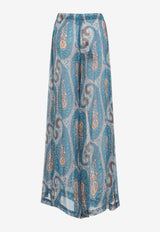 Printed Crepe De Chine Wide-Leg Pants