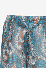 Printed Crepe De Chine Wide-Leg Pants