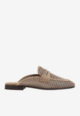 Suede Leather Flat Net Mules