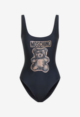 Logo Bear Print One-Piece Swimsuit