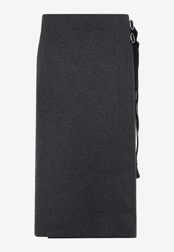 Wrap Wool Midi Skirt