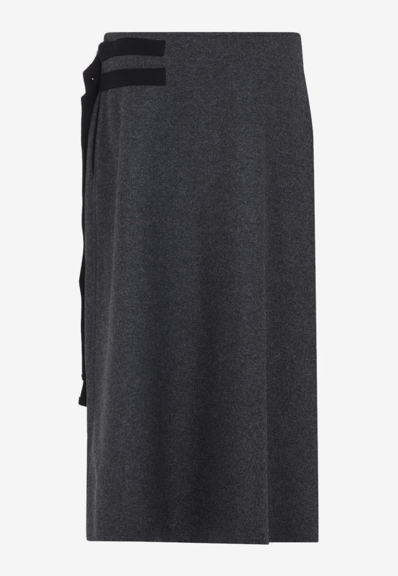 Wrap Wool Midi Skirt