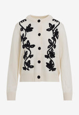 Floral-Embroidered Wool-Blend Cardigan