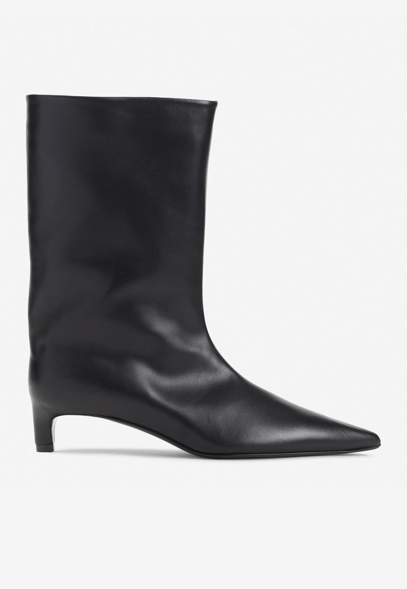 Pointed-Toe Mid-Calf Boots