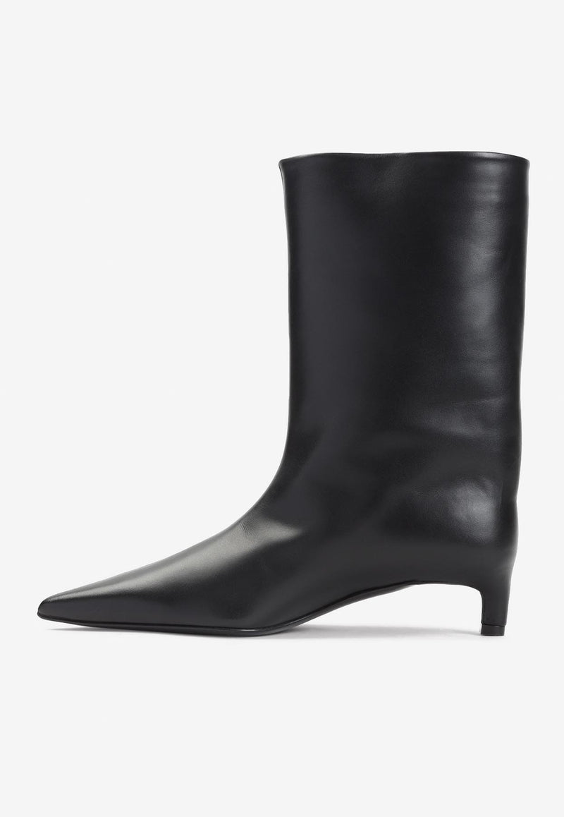 Pointed-Toe Mid-Calf Boots