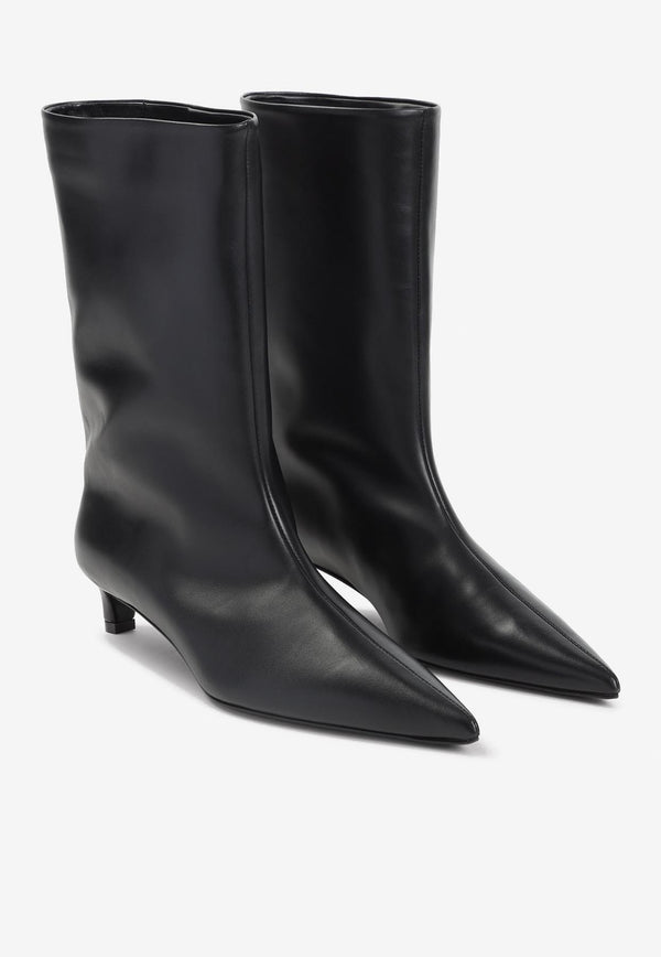 Pointed-Toe Mid-Calf Boots