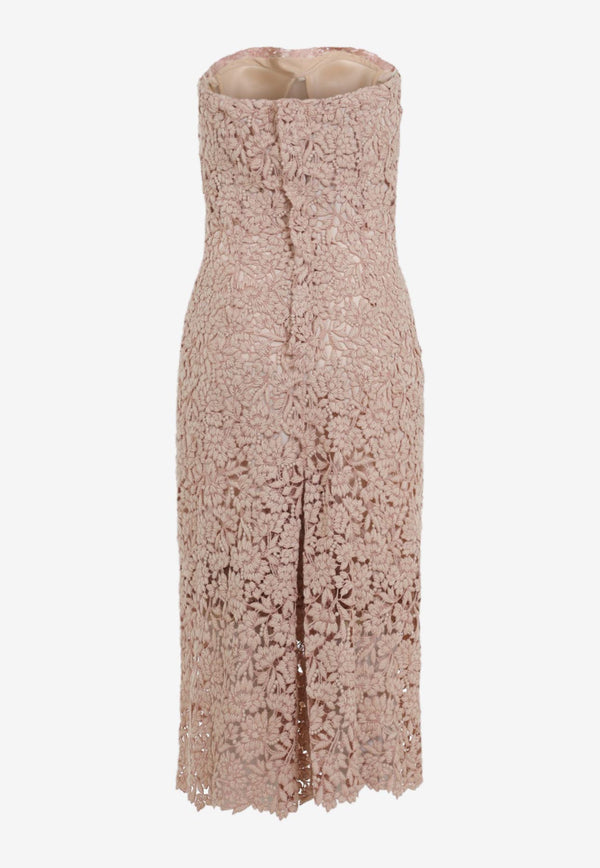 Strapless Floral Midi Dress