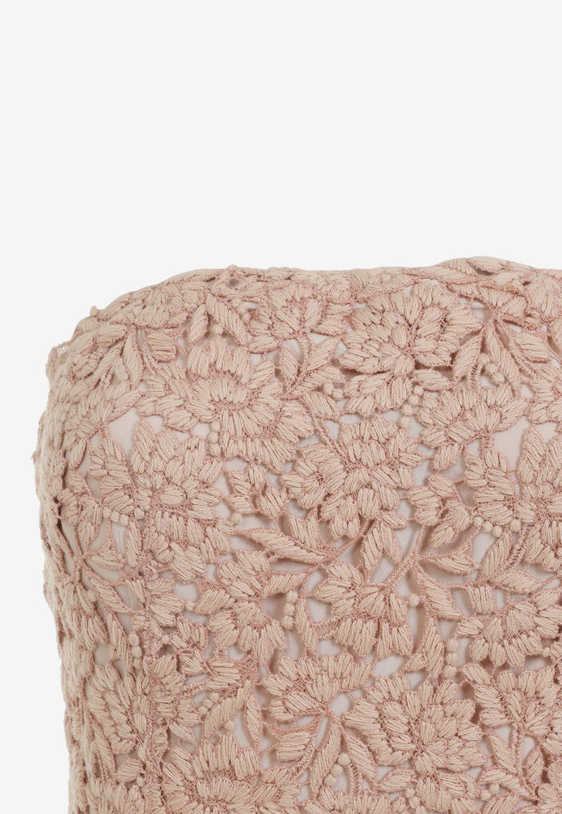 Strapless Floral Midi Dress