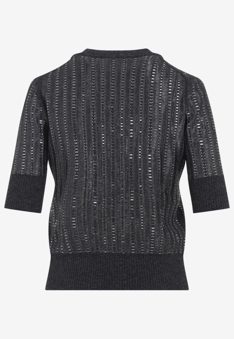 Short-Sleeved Knitted Virgin Wool Top