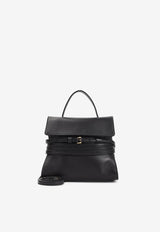 Belted Suede Leather Top Handle Bag