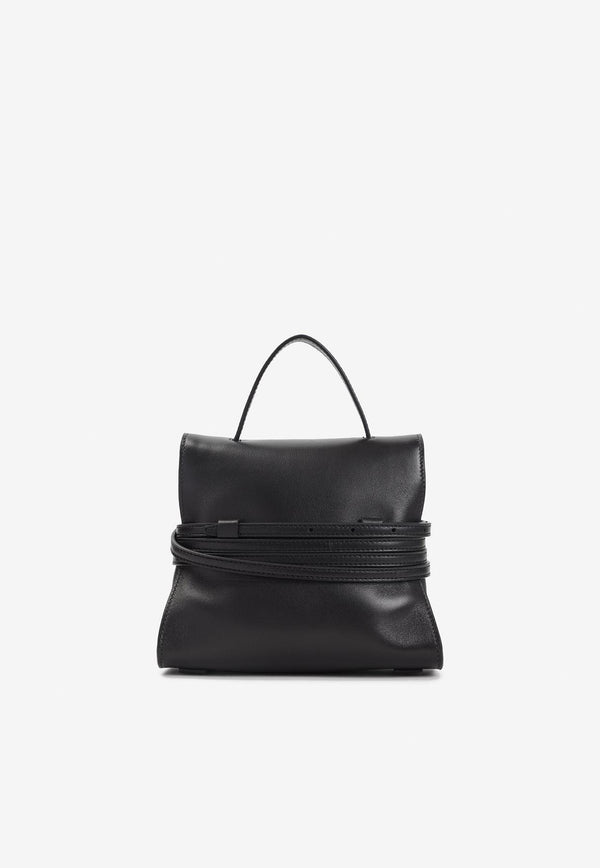 Belted Suede Leather Top Handle Bag