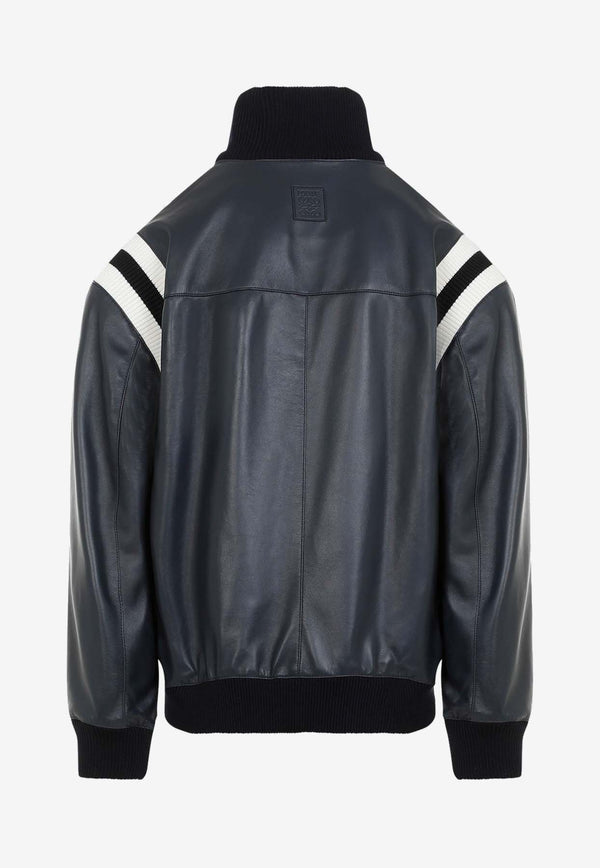 Leather Zip-Up Bomber Jacket